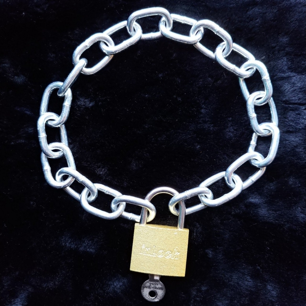 Handmade Brass Lock & Steel Chain punk af choker